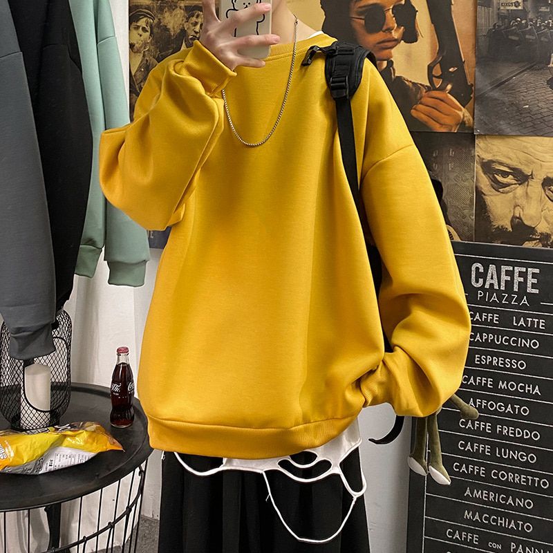 Fashion Men‘s Casual Sweatshirts Harajuku Solid Color Men Oversized Hoodies Korean Woman Casual Loose Pullovers 5XL