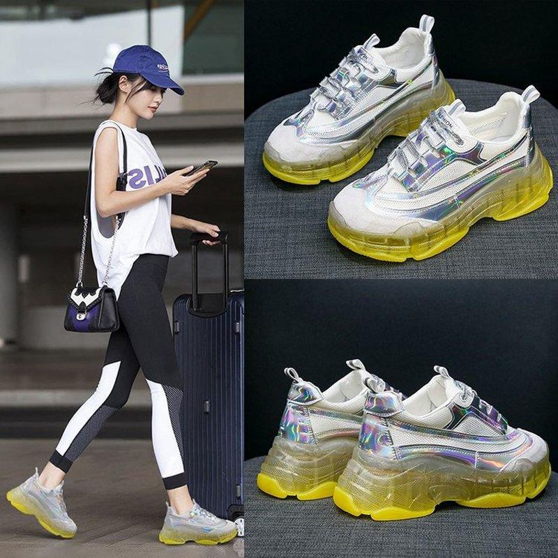 Autumn Colorful Sneakers Explosion Models Crystal Jelly Bottom Old Shoes Trend Fashion Casual Shoes Sneakers