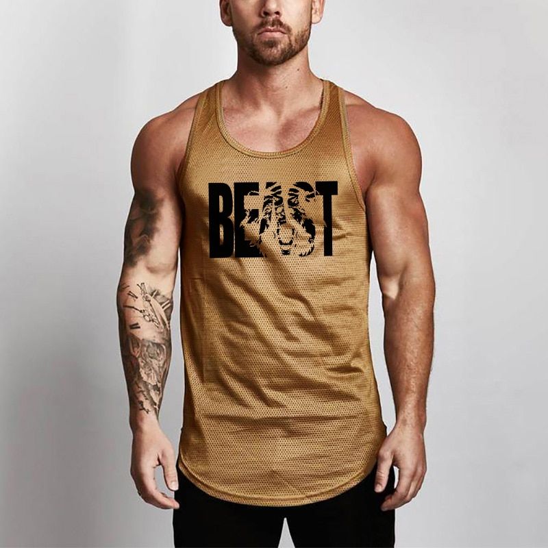 Summer Brand Fitness TaTop Men Bodybuilding Gyms Clothing Fitness Men Shirt slim fit Vests Mesh Singlets Muscle Tops