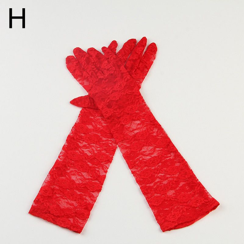 Lace Gloves Women's Summer Sunscreen Thin Long UV Blocking Glove Black White Pink Lace Gloves Women