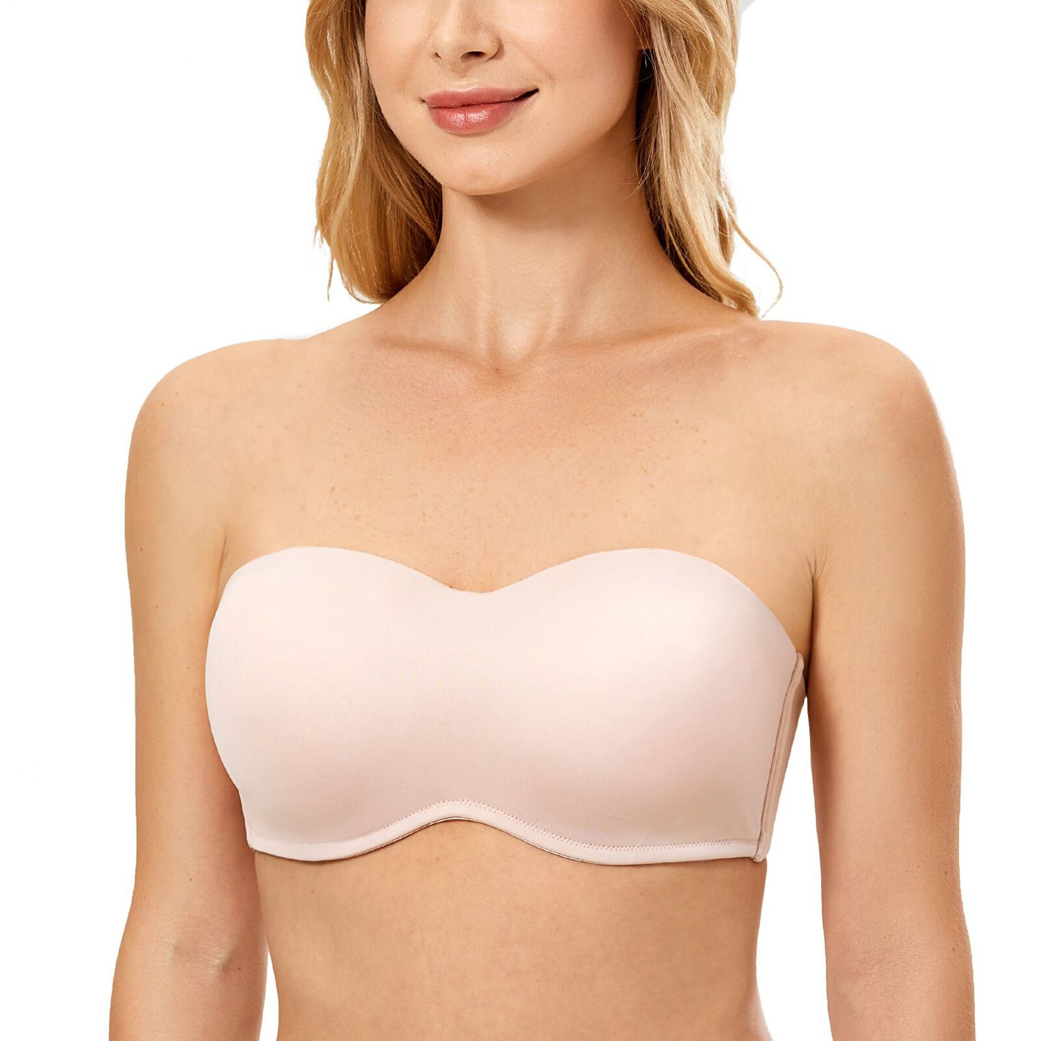 Delimira Women's Full Coverage Smooth Seamless Invisible Underwire Minimizer Strapless Bra Plus Size