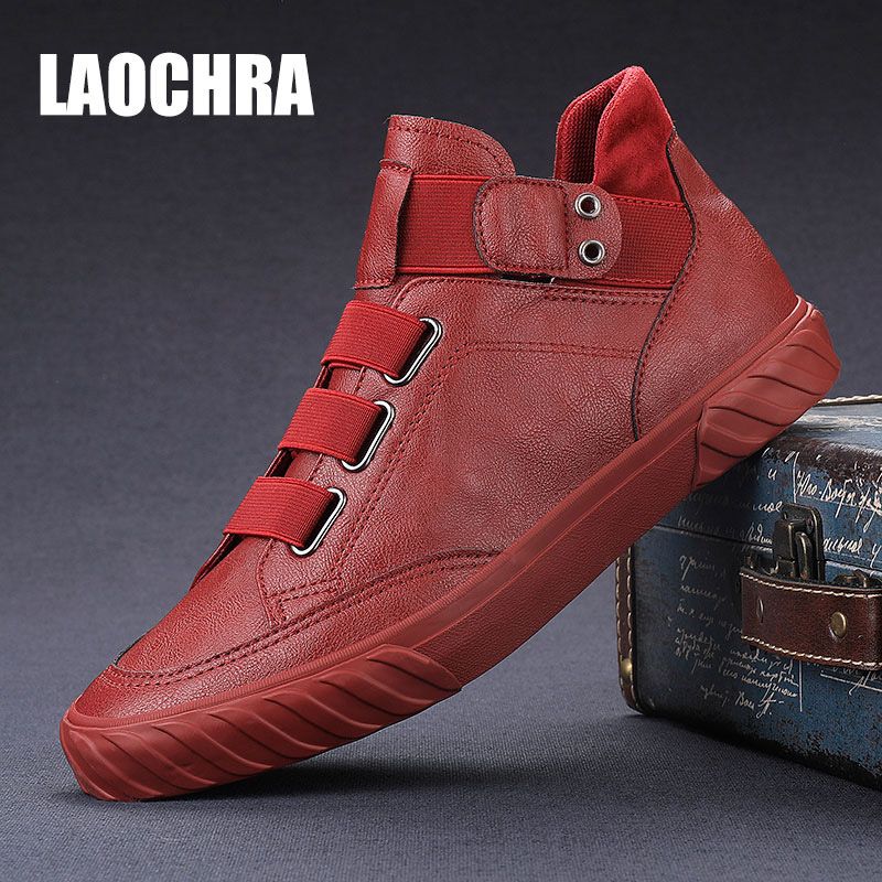 Leather Men Boots Fashion Casual Shoes High Tops Shoes For Men Black Flat Safety Shoes For Men Ankle Boots Fashion Men Shoes