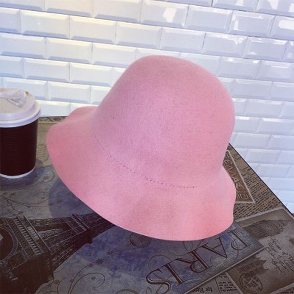 Elegant British Style Soft Wide Brim Wool Felt Hat Fedora Dome Bucket Hat For Women Floppy Cloche chapeu feminino