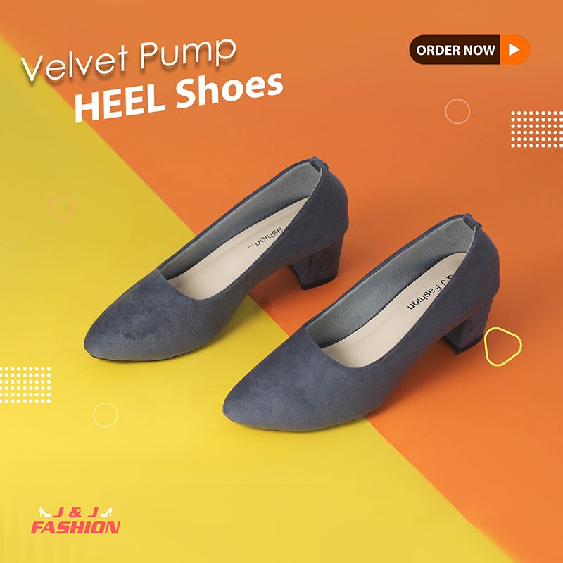 Velvet Pump Heel Shoes For Women - Shoes For Girls