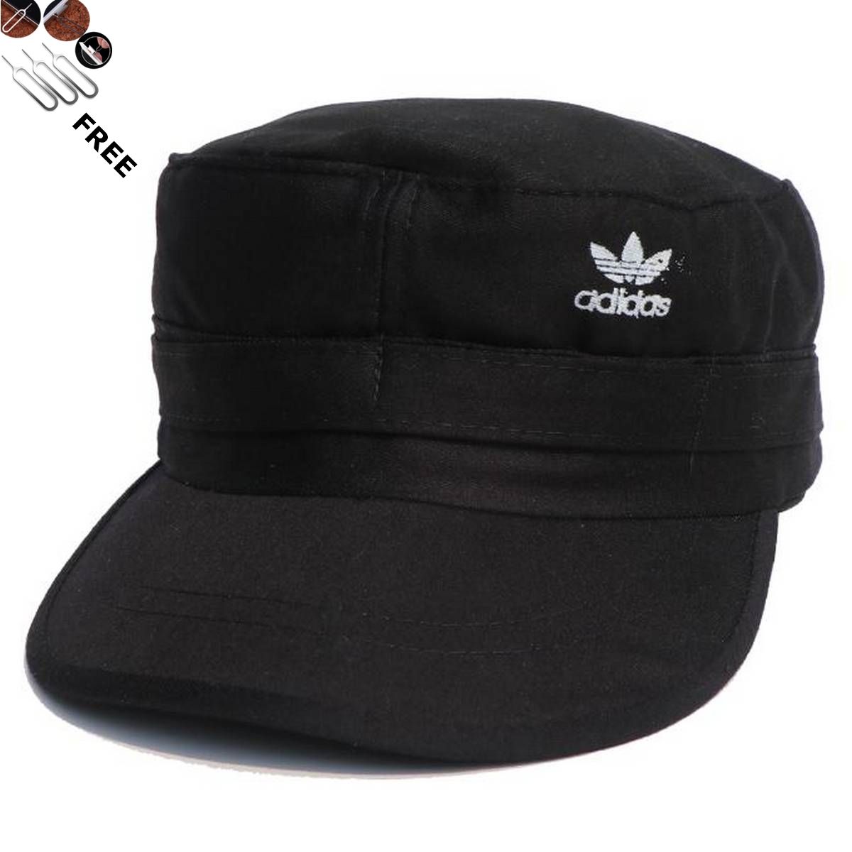 Black Cotton Jonson Cap For Men