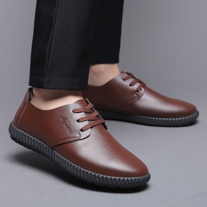 New Men Shoes Leather PU Leather Shoes Men Comfortable Low-top British Casual Single Shoes Leather Shoes Formal Shoes