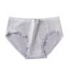 Woman Lattice Seamlessd Waist Le Hem Solid Color Cotton Underwear Briefs