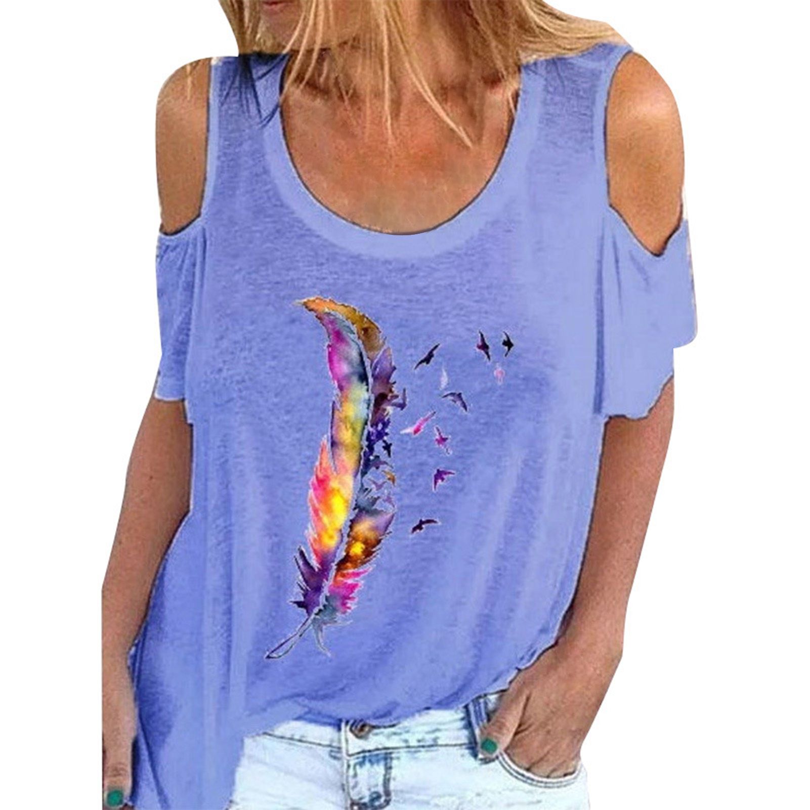 Lady T-shirts Lightweight Round Neck T-shirts Top