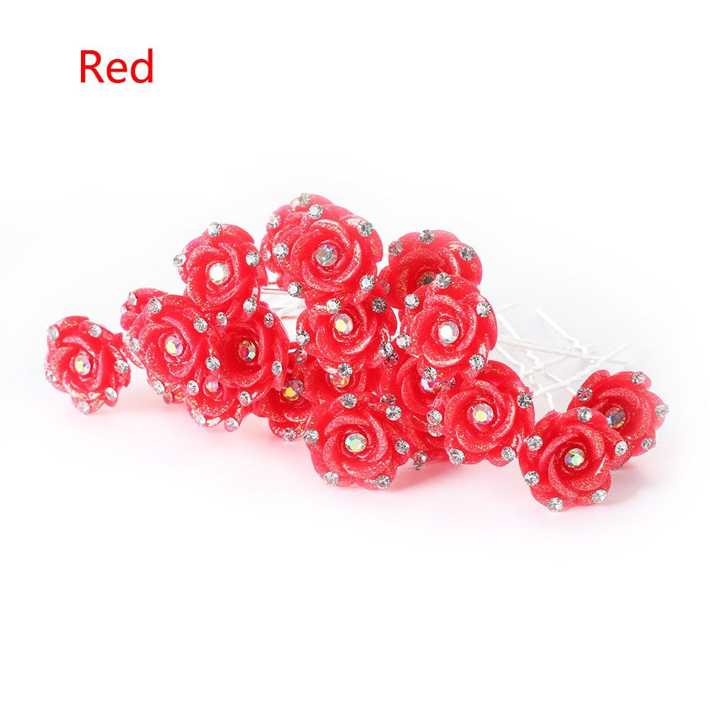 20Pcs/Set Women Crystal Rhinestone Rose Flower Hair Pins Clips Wedding Bridal Bride Headdress Hairpins Hair Styling Accessories