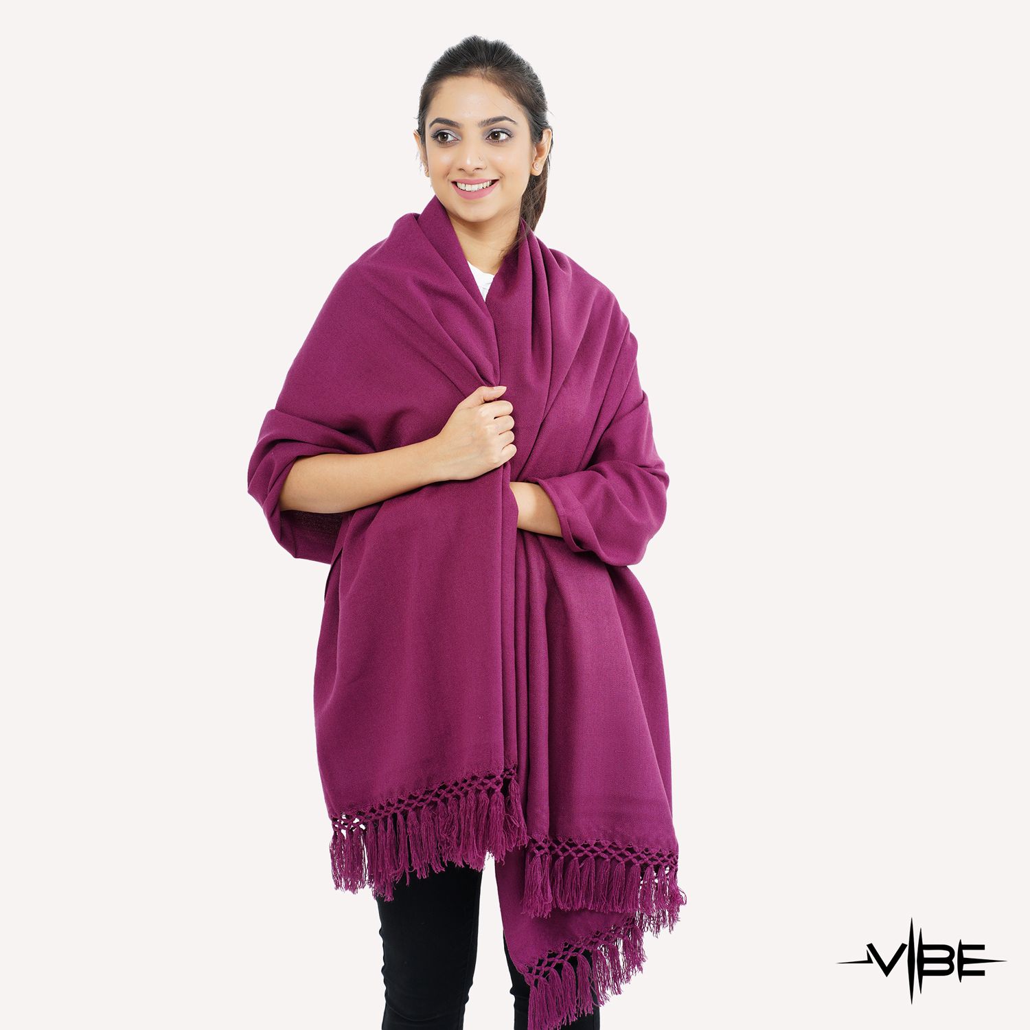 Woolen Handwoven Solid Purple Color Shawl for Girls or Women (Exactly same as picture)