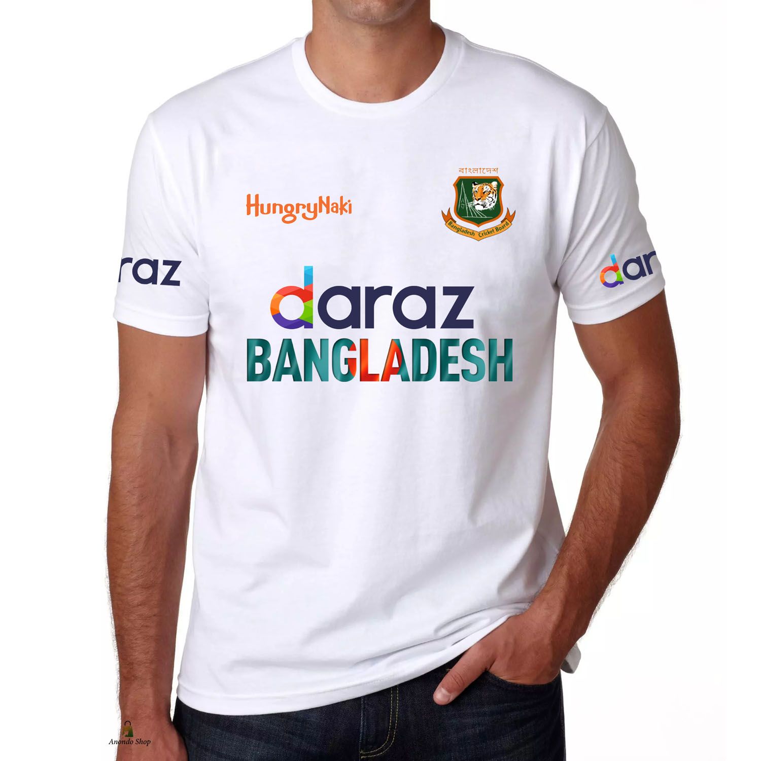 Daraz Unisex White T-Shirt, Cricket test kit - T Shirt