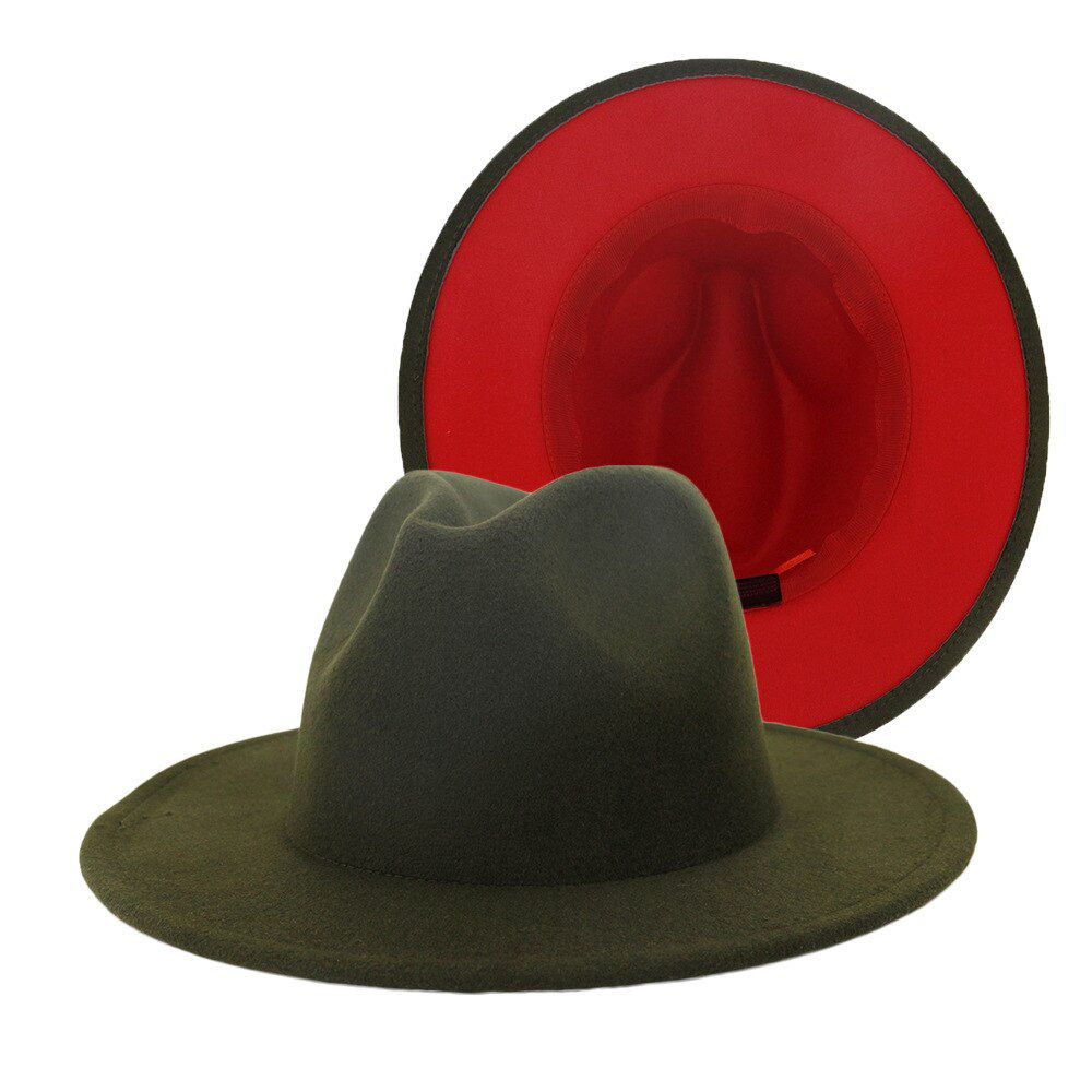 FS Fashion Women Felt Fedora Jazz Purple Orange Patchwork Wide Brim Hats For Men Ladies Vintage Party Panama Caps