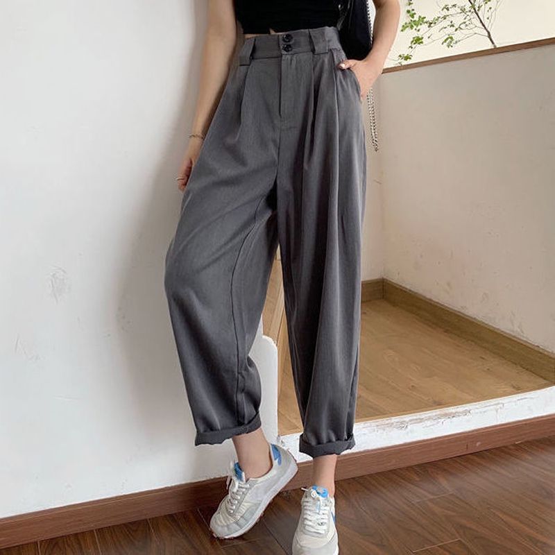 Straight Pants Women BF Style Chic Trendy Ladies Ankle-Length Trousers Summer All-match College Classic Teens Pantalones Hot