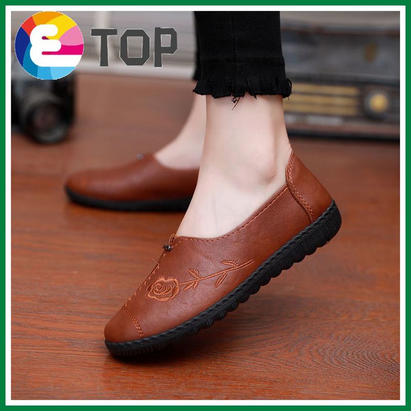 Korea Style For Women Sandals For Women Flat Shoes For Women Office Work Shoes Female Black Leather Shoes Work Shoes Flat Bottom Comfort 052610