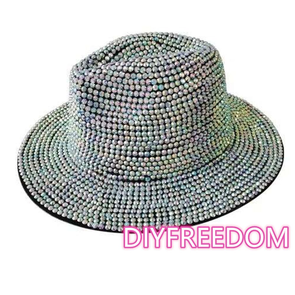 Red Rhinestone fedora uni hat fedoras church jazz hat party club men hat  for women and men wholesale tophat