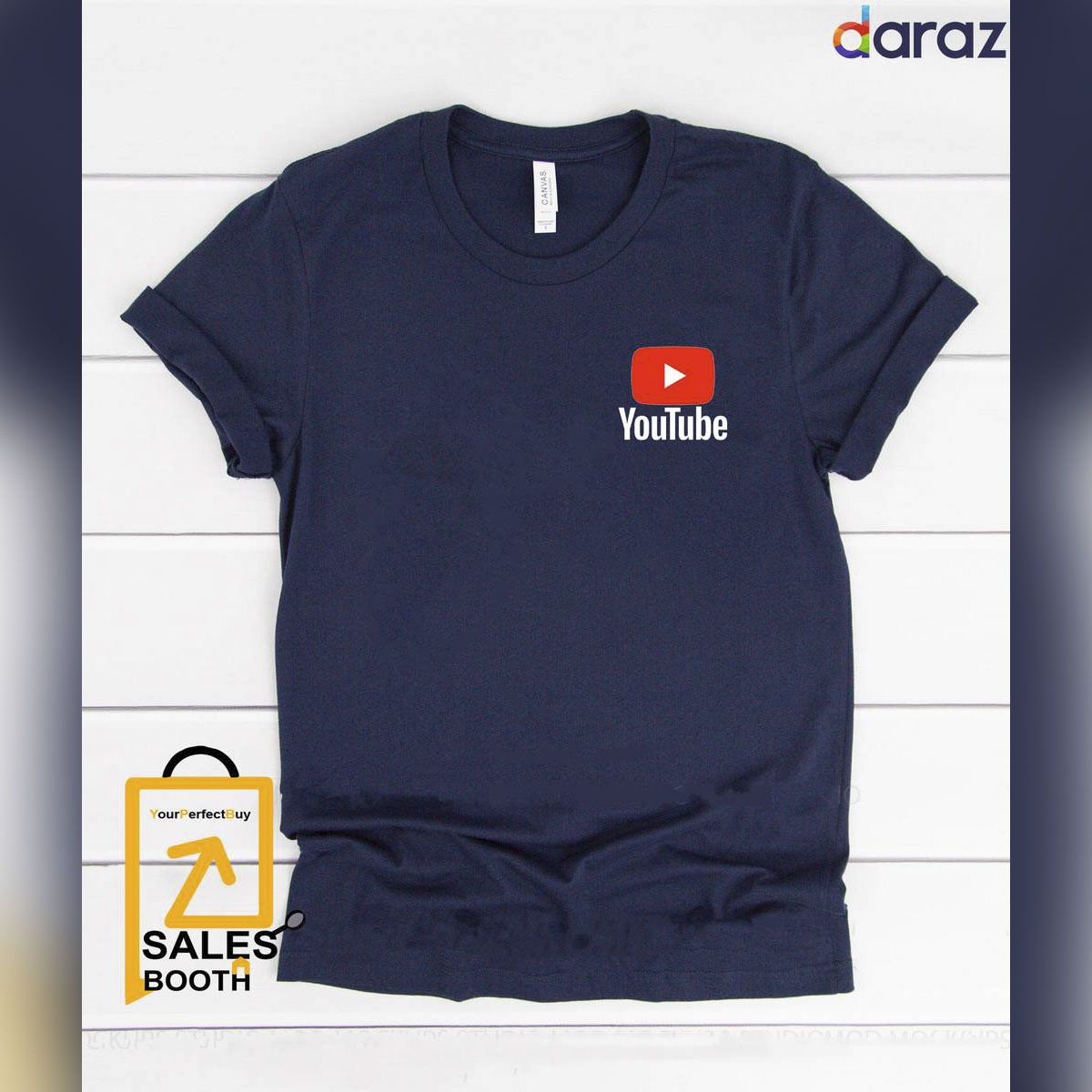 YouTube Navy Blue Cotton Short Sleeves T-Shirt For Men - T Shirt For Man - T Shirt For Man