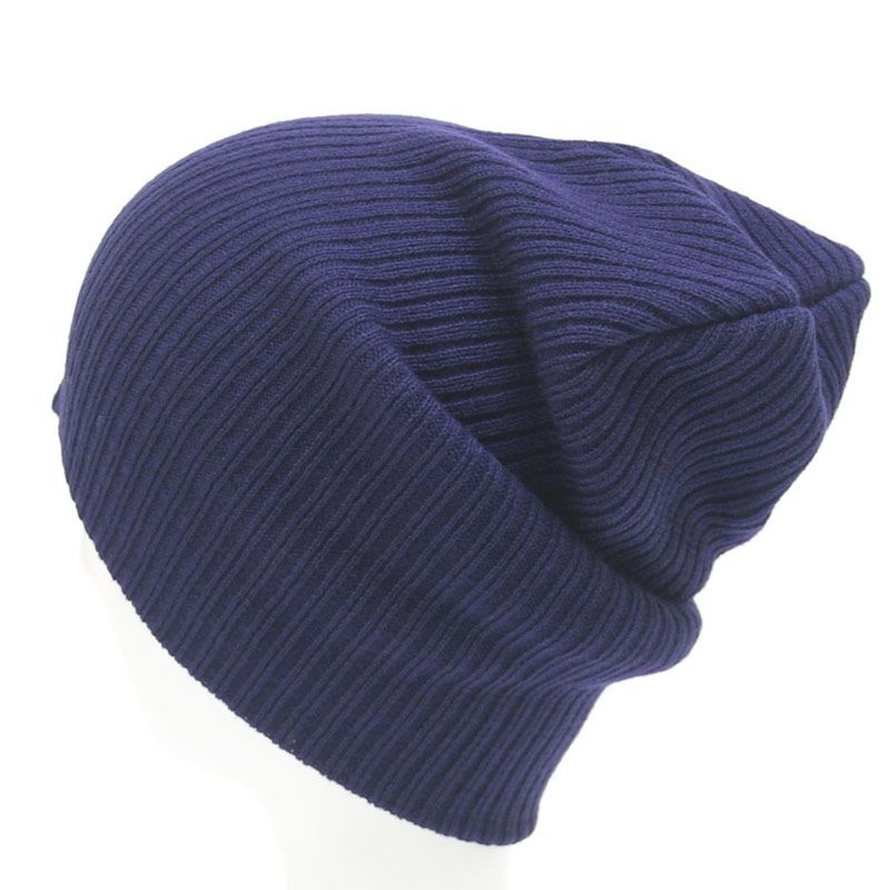 stretchy plain knitted hat women beanies solid skull cap winter keep warm dark green grey blue black