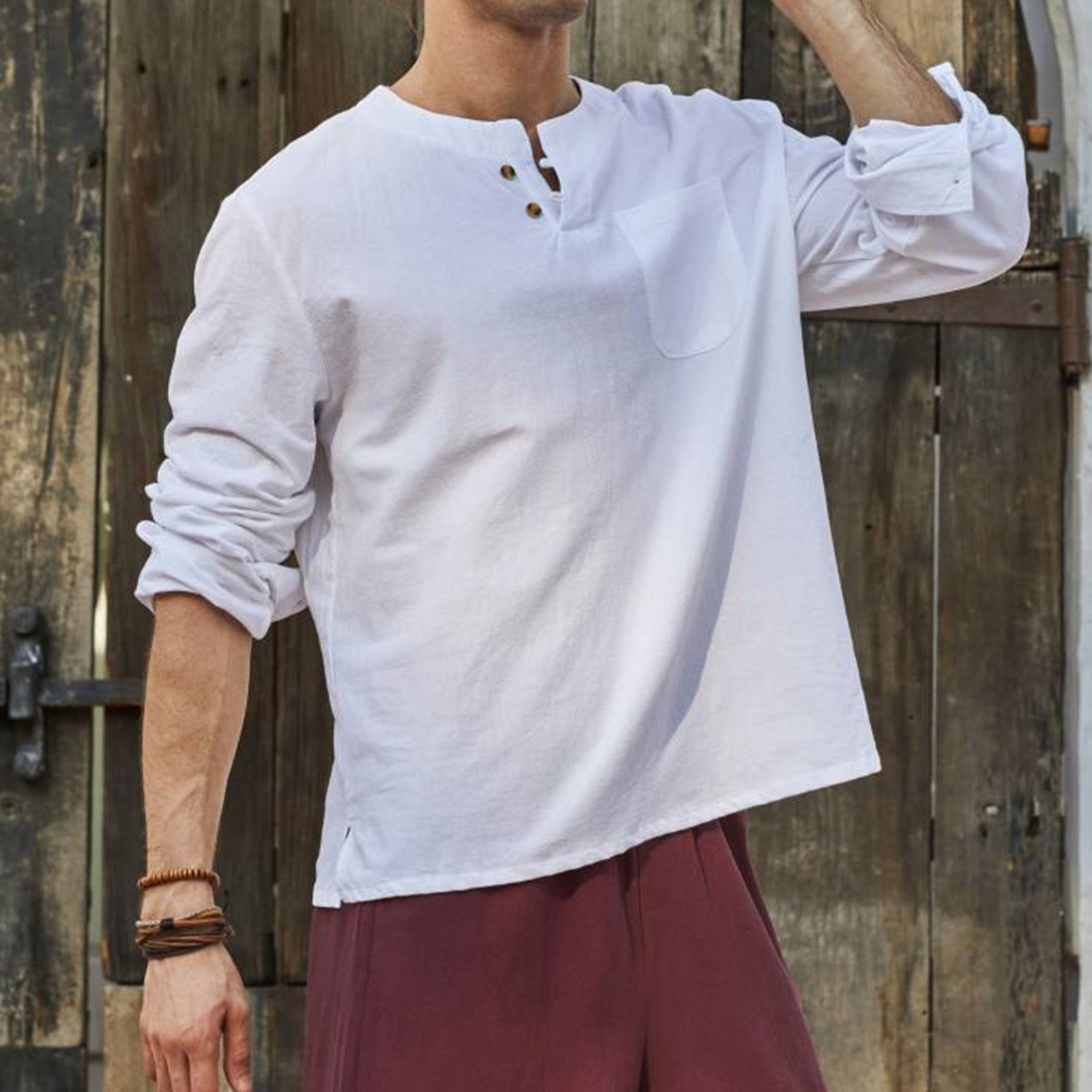 Summer T-shirt Solid Color Casual Men T-shirt