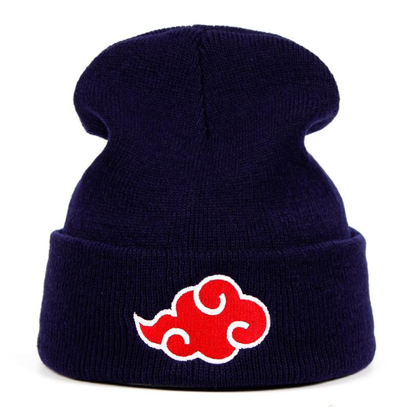 Akatsuki Logo Beanies Japanese Anime Naruto Winter Knitted Embroidery Warm Skullies Beanie Skiing Knit Hats Hat Hop
