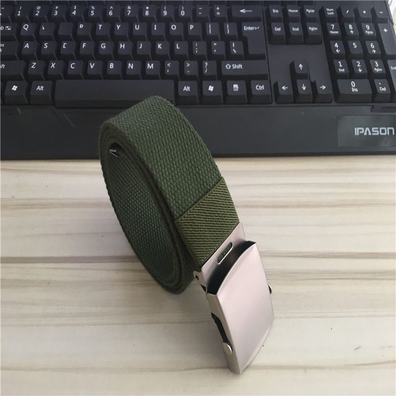 men women Canvas Belt Leisure Trendy Unisex Belt Fashion Solid Waistband Military Belt Metal Double Roller Buckle 3.8cm belts