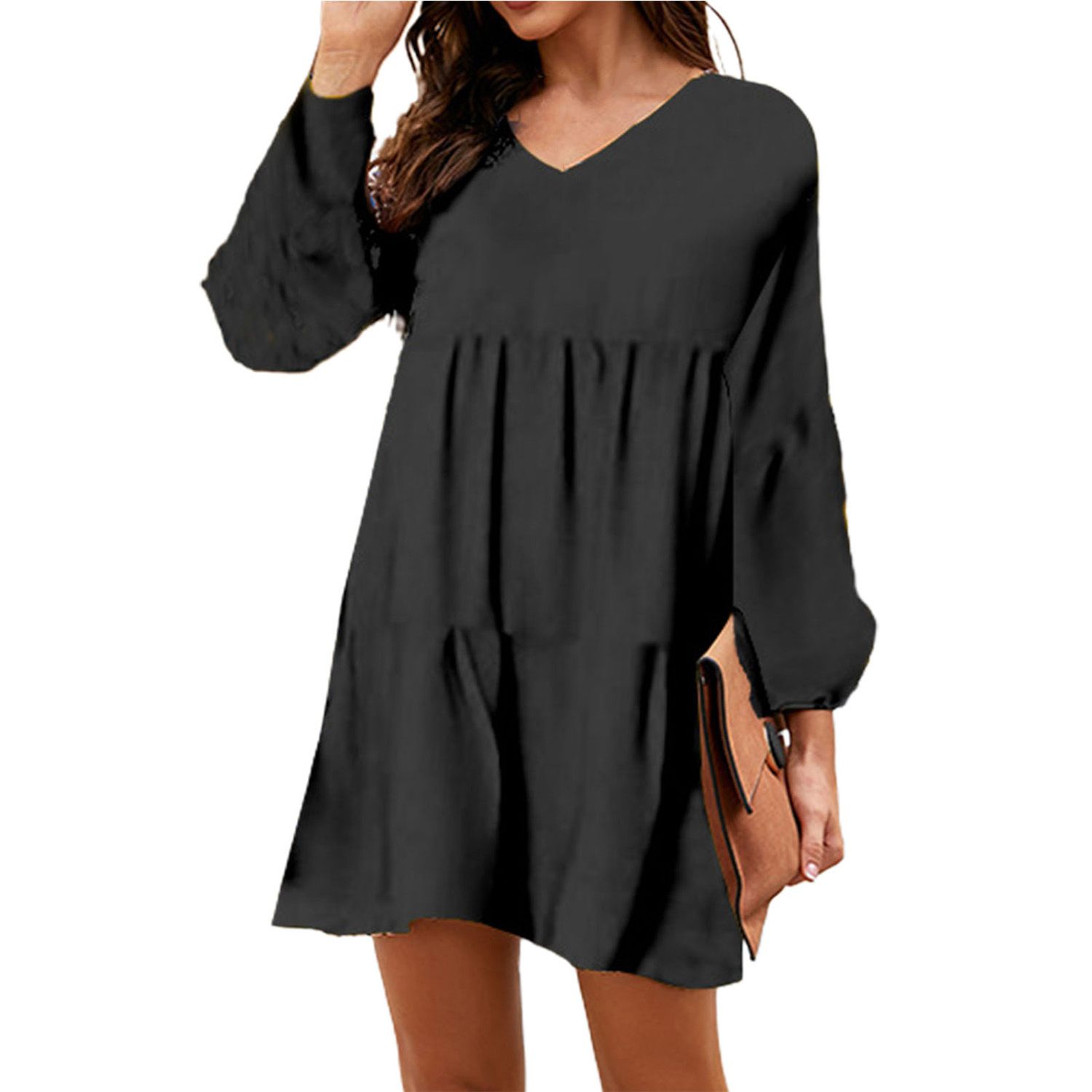 Party Dress Solid Color Retro Leaves Print Summer Dress
