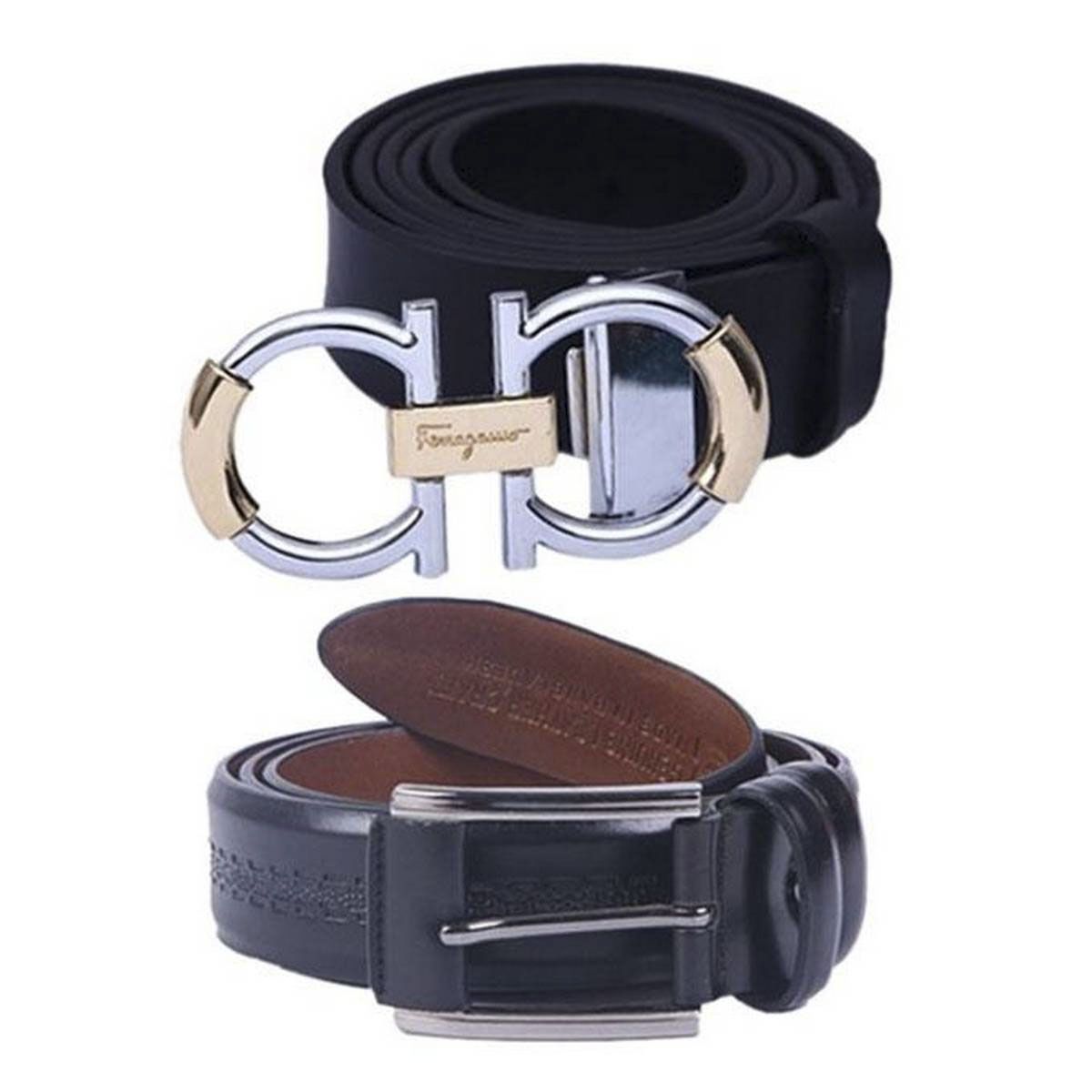 Combo Of Black Leather Casual Belt For Men