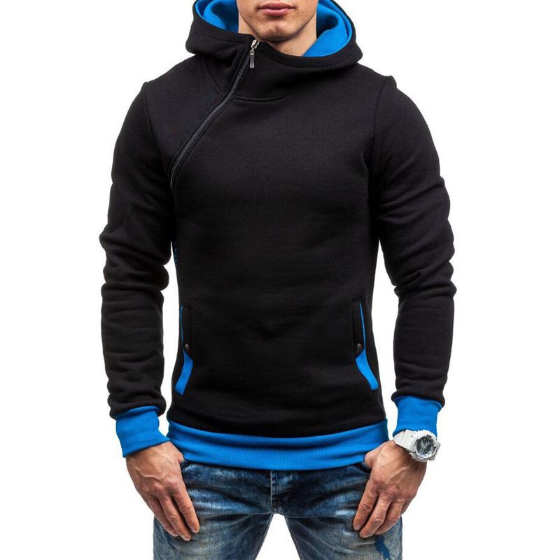 MRMT Brand Men's Hoodies Sweatshirts Slim and Thick Pullover for Male Diagonal Zipper Hoodie Sweatshirt
