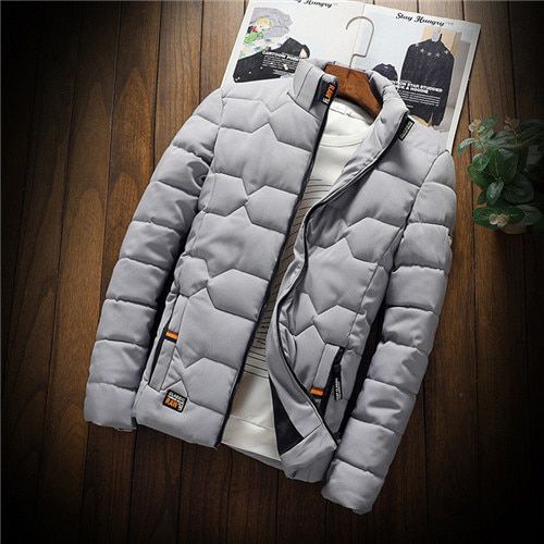 Autumn Winter Men Jackets Solid Fashion Trend Casual Thickened Cotton Clothes Slim Baseball Coats Zipper Down Warm Jacket