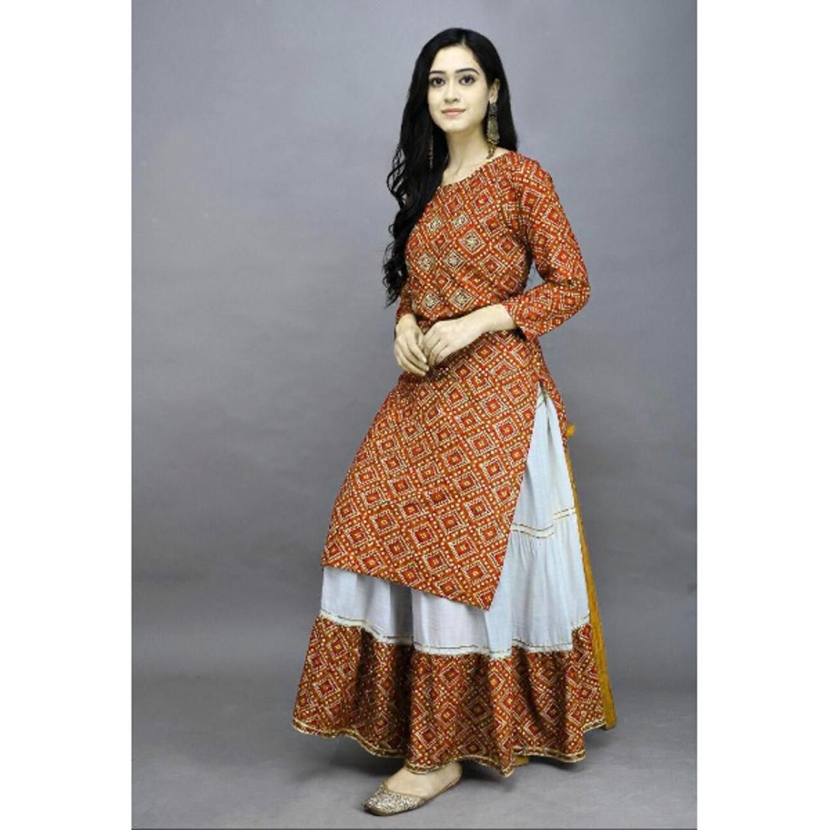 Latest & Glamour Design High Quality Printed With Dollar Work Readymade Skirt & Unstitched Kameez for Woman-22