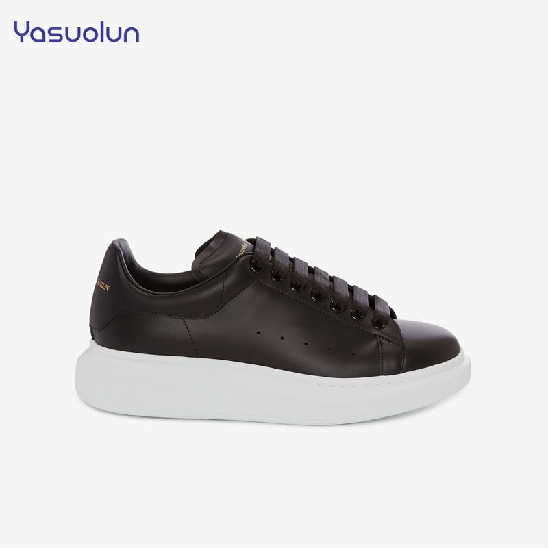 New Designer Calfskin Back Black Leather With Rubber Sole Bottom Shoes  Running Heightened Oversized Sneaker