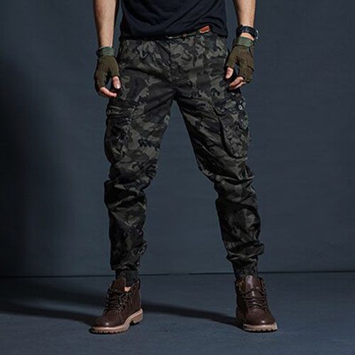 Men's High Street Style Shrunk Leg Leg  Jogg Tooling Function Multi-cket Legg Trousers Slim Leg Slacks
