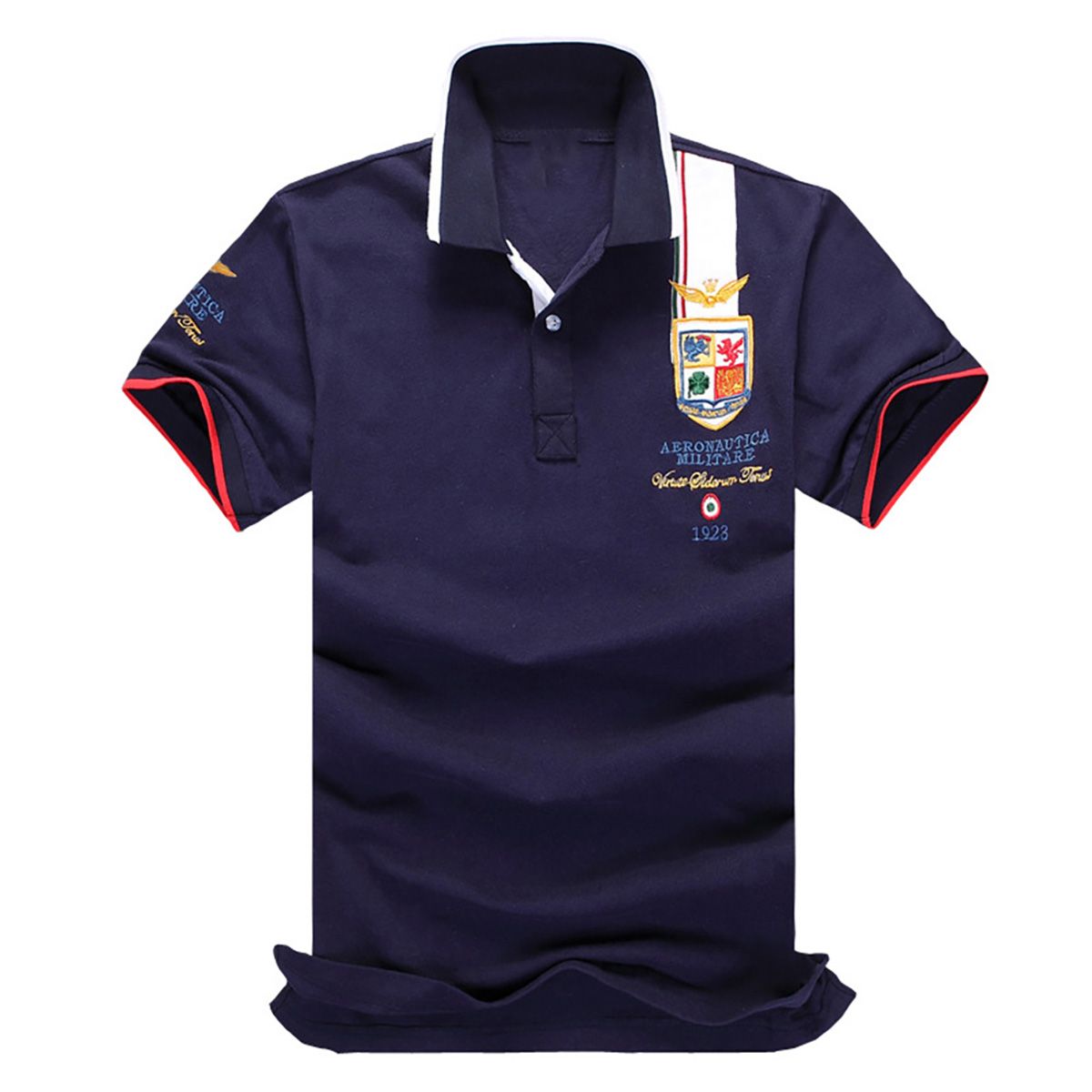 Men Plus Size Letter Number Embroidery Turn Down Collar Short Sleeve T-Shirt Top