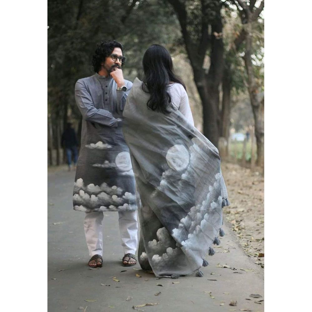 Couple Set/Occasionally Dress/Matching Dress/Family Dress/Couple Combo/Couple Dress Sari And Panjabi