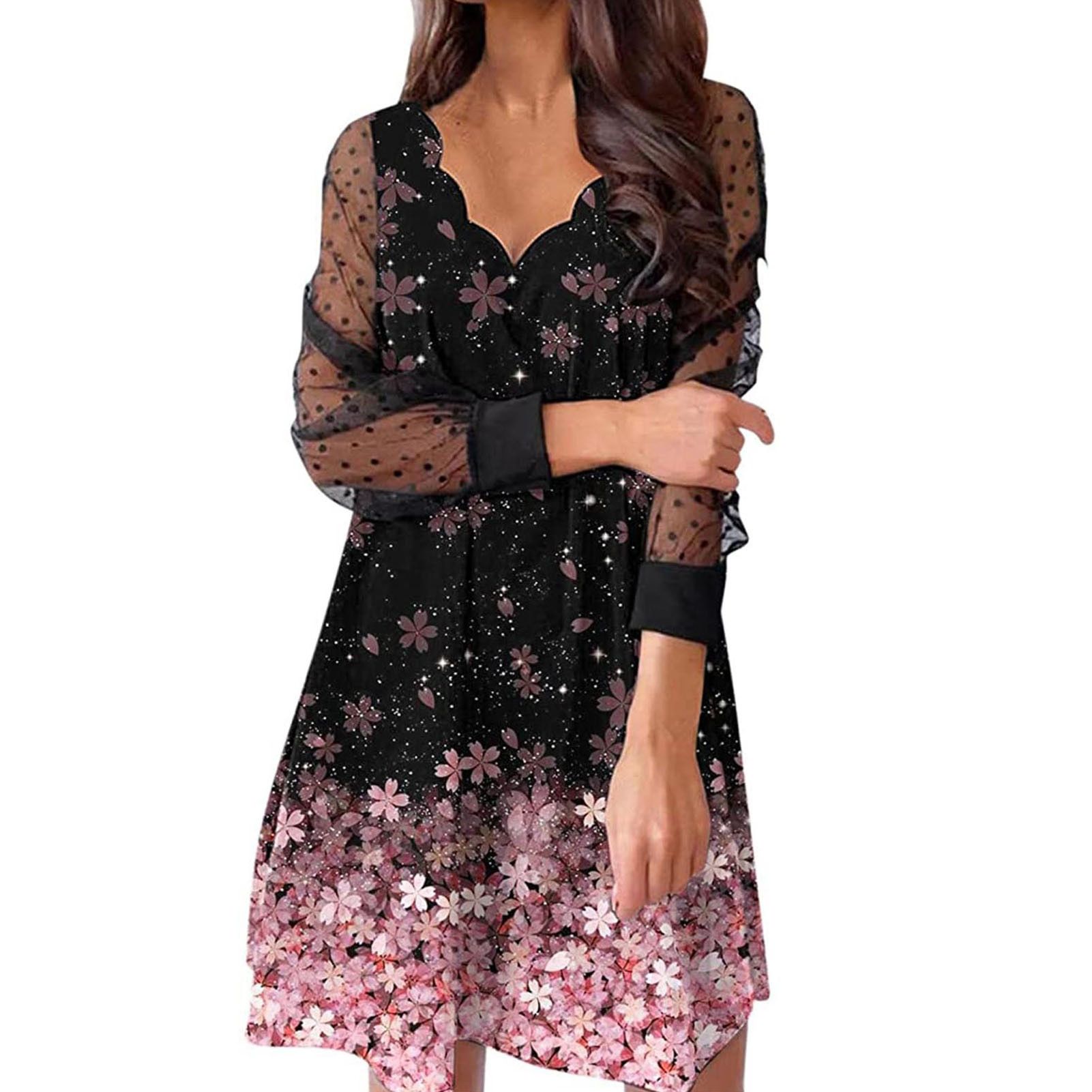 Ladies Dress Gradient Color Women Tament Loose Dress