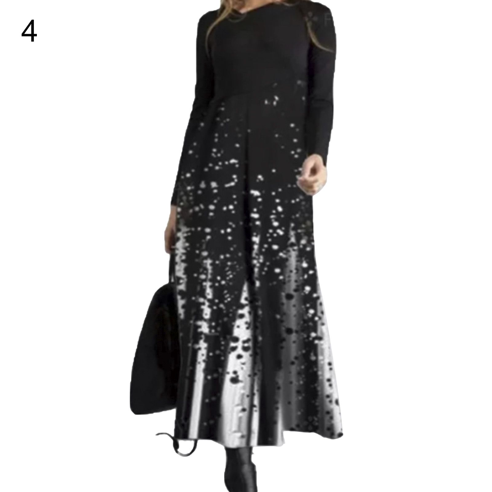 Women Dress Slanted V Neck Temperament Contrast Color Dress