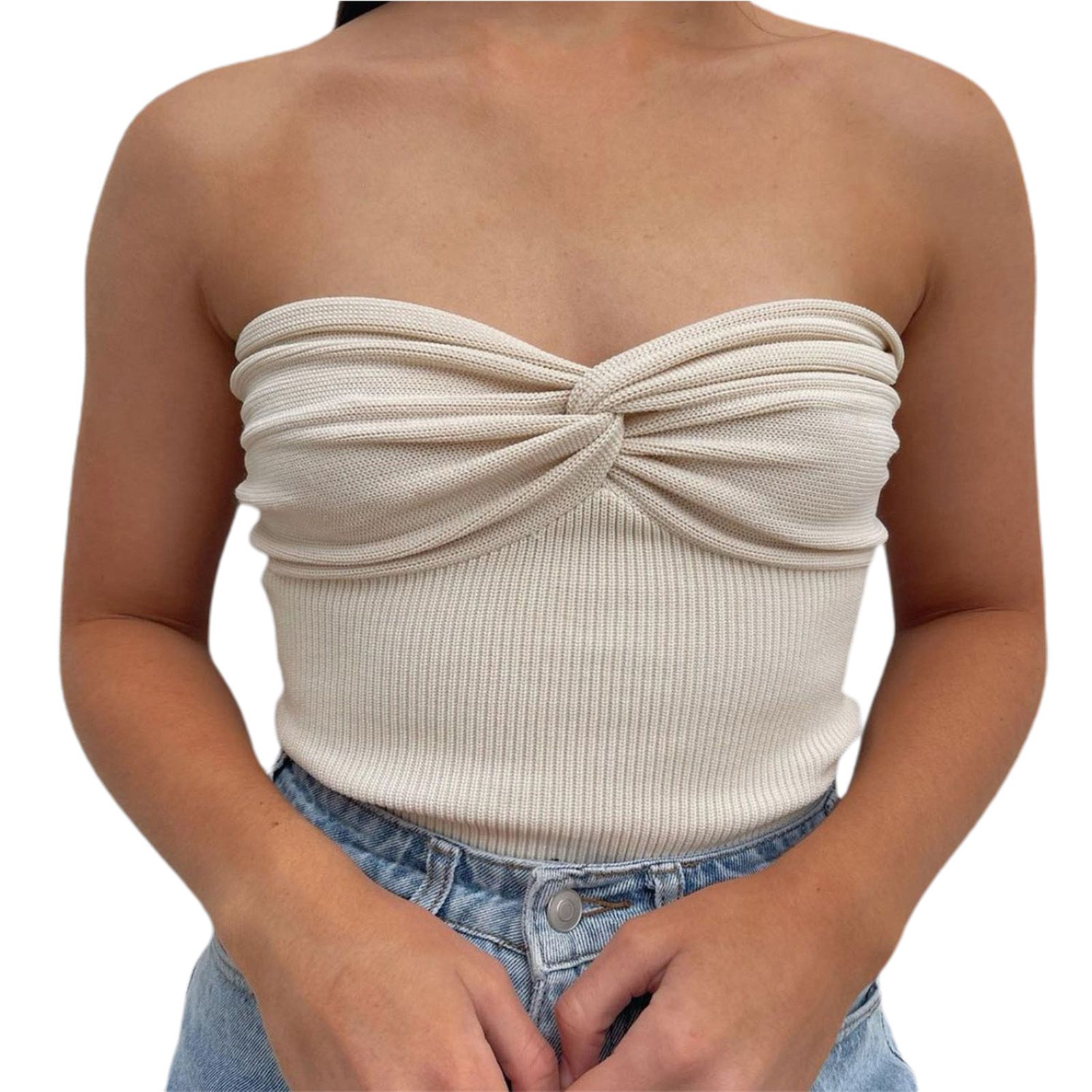 Women chest circumferenceier Sleeveless Pure Color Slim-fitting Crop Top