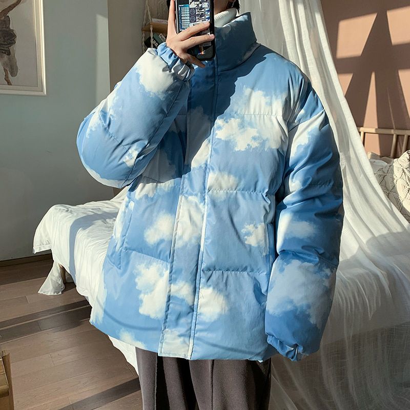Winter Jacket Mens Parka Warm Fashion Printing Casual Streetwear Coat Male Loose Korean Coat Woman Parkas Clothes M-2XL