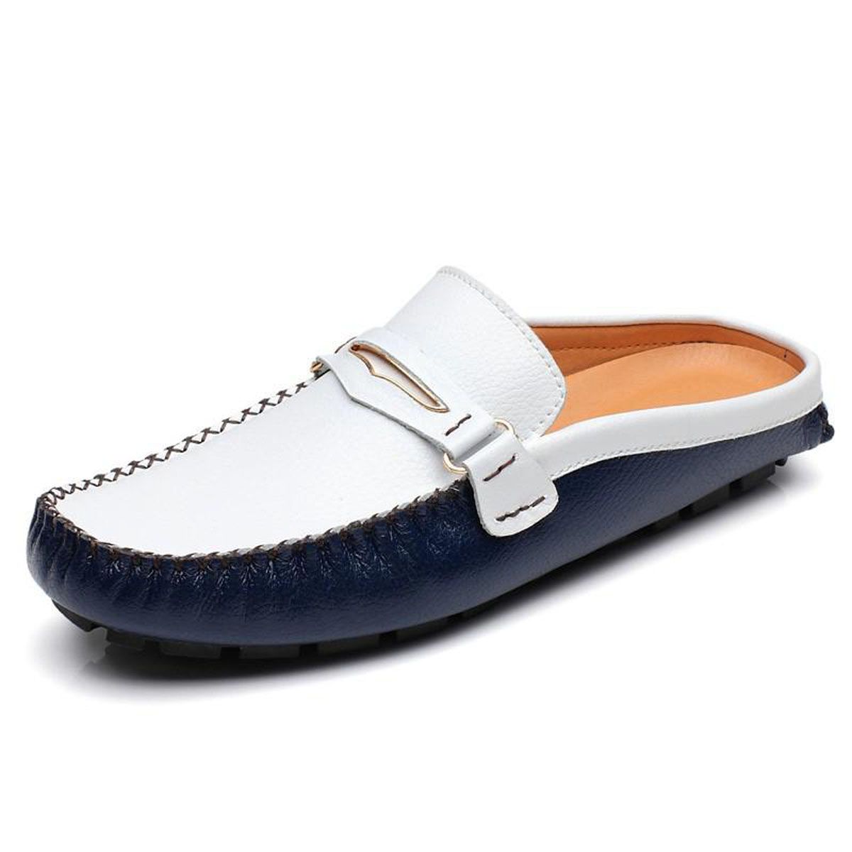 Leather Men Mules Shoes Big Size Men Loafers Slip On Casual Slippers Breathable Driving Shoes Moccasin Ztillas Hombre