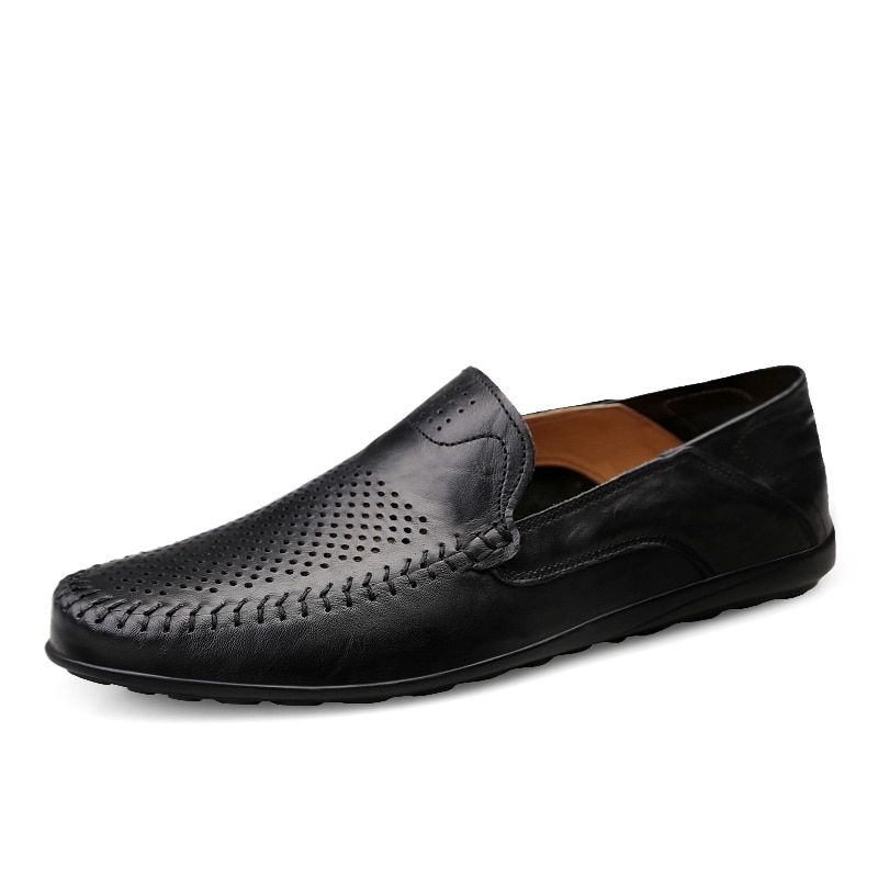 Leather Men Shoes Summer Casual Slip on Formal Loafers Men Moccasins Italian Black Male Driving Shoes