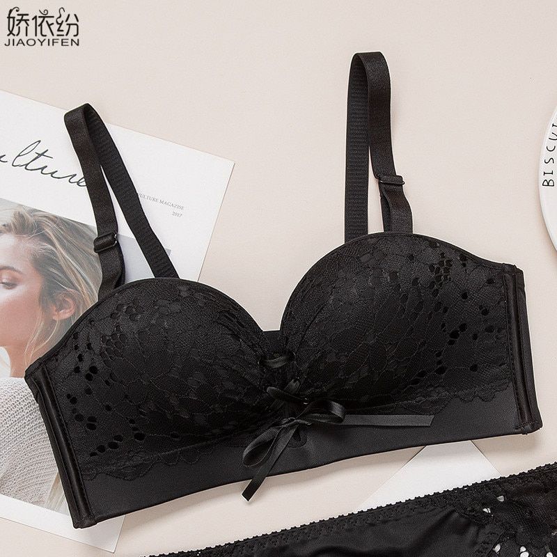 Seamless Women Underwear  Lace Brassiere No Straps Non-slip Deep V Push Up Bra Comfortable Breathable Features Lingerie