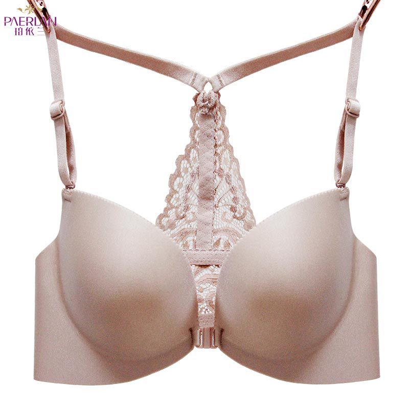 front button lace racerback  Push Up bra  summer a piece glossy seamless underwear Adjusted-straps Convertible Underwire