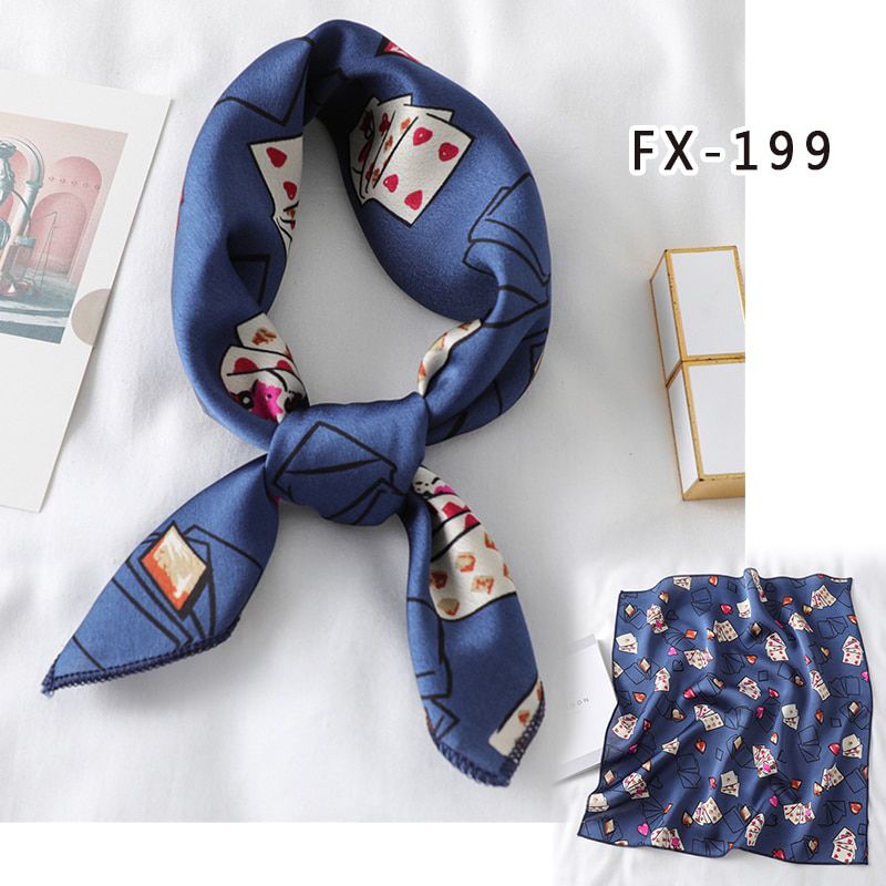 2021 New Small Square Silk Scarf Lady Hair Bag Foulard Women Neck Kerchief Scarves Fashion Print Satin Female Bandana Summer