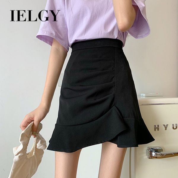 IELGY Summer Ladies Irregular Mermaid Skirt High Waist Thin A-shaped Package Hip Skirt