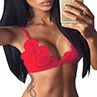Women y Solid Color Hollow Le Bandage No Steel Ring Bra Triangle Underwear