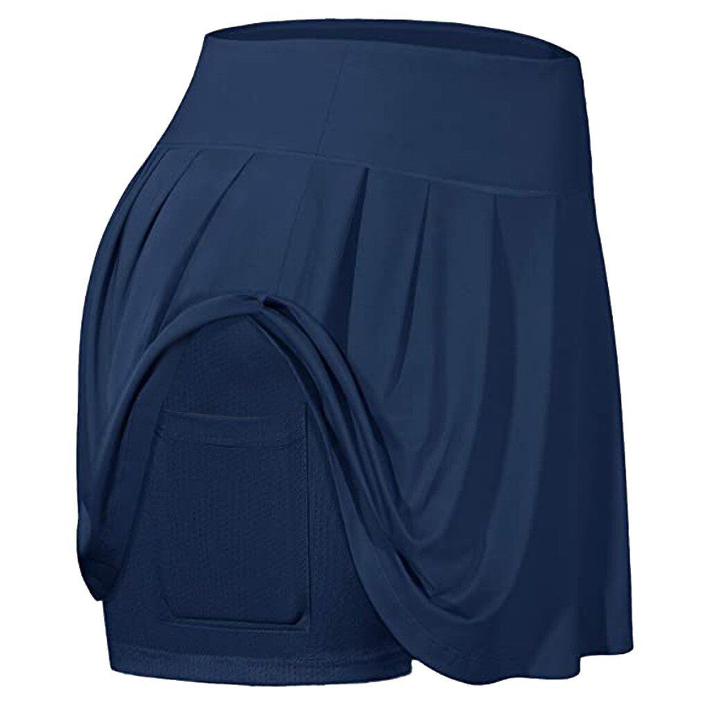 Hot S_ale Women's Tennis Skirts Run Yoga Inner Shorts Elastic Sports Golf Pockets Skorts Running Gym Home Costume Clothing D