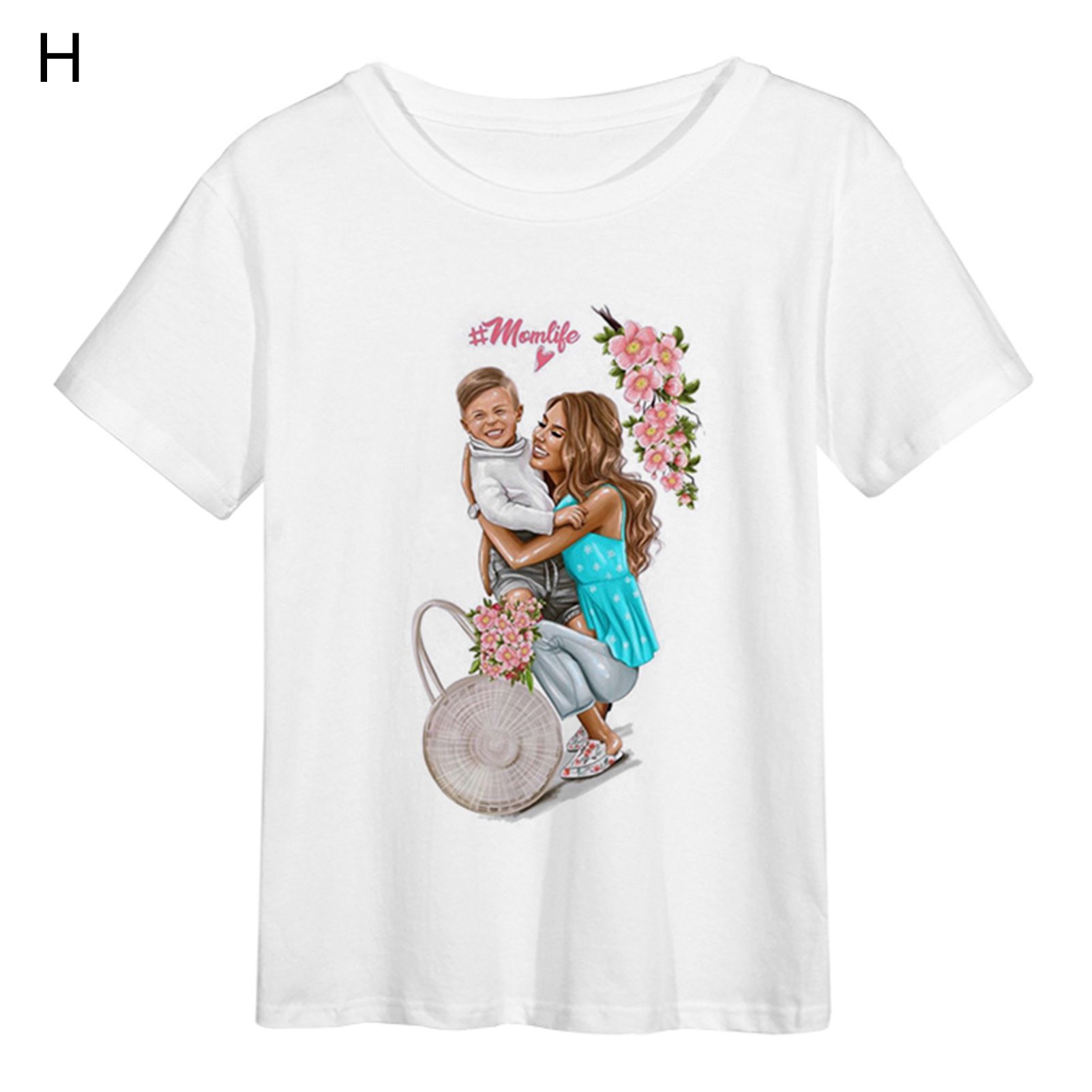 Women Pullover T-shirt Breathable O-neck Mon Kids Tee Top