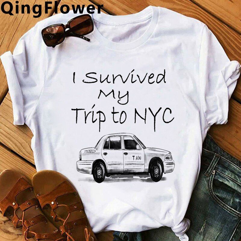 Tom Holland Same Style I Survived My Trip To NYC T Shirt Men Funny Cartoon T-shirt Graphic Streetwear Tshirt  Hop Tees Male