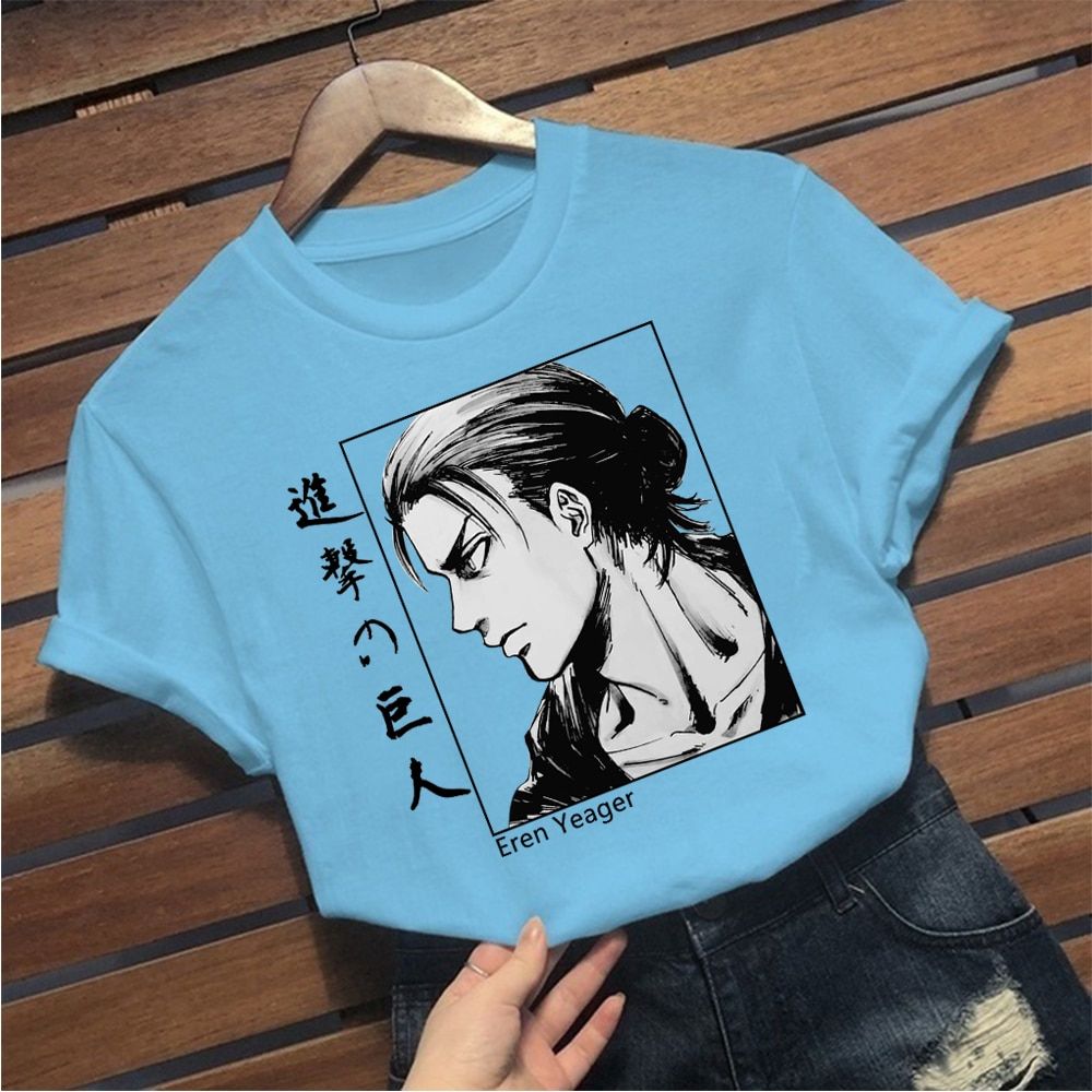 Attack On  T-shirt Eren Yeager Loose Casual Short Sleeve Top Summer T-shirt Harajuku Style
