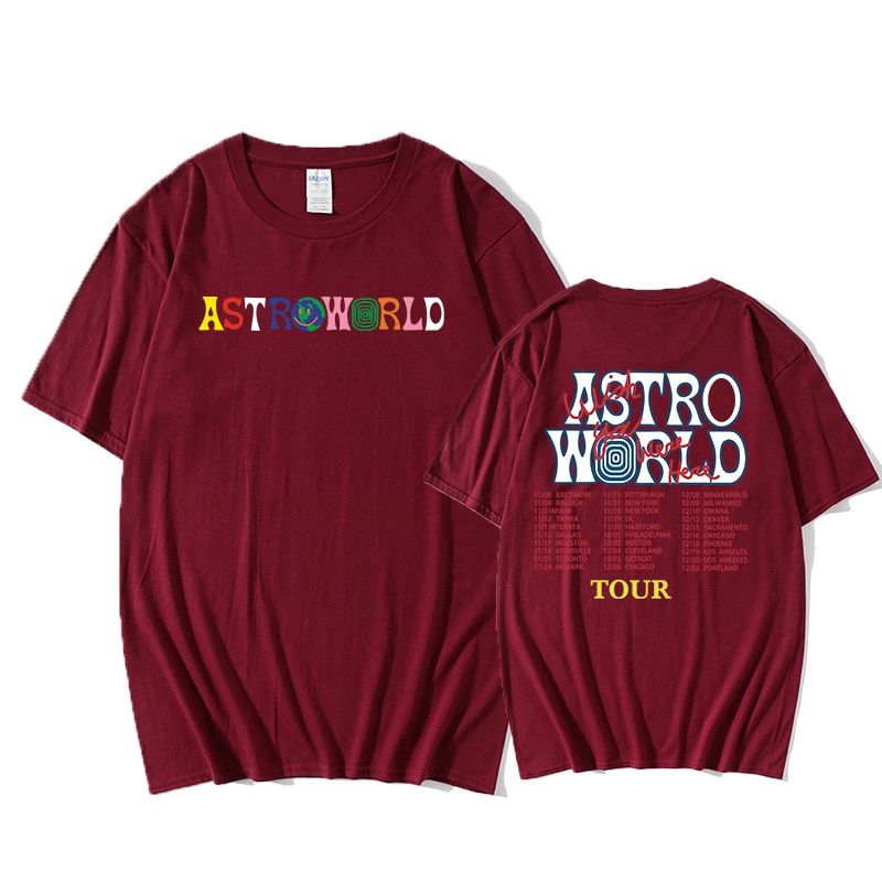 Travis Scott AstroWorld Tour Oversized T shirt men women1:1letter print T Shirts hop streetwear kanye west ASTROWORLD Tshirt