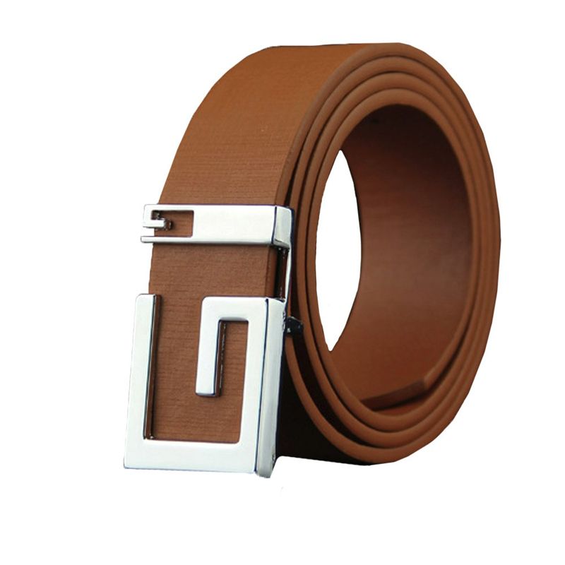 2020 Fashion Mens Leather Belt Letter Metal Girdle Buckle Waistband Vintage Pu Waistbands Bussiness Solid Wild Belt Strap